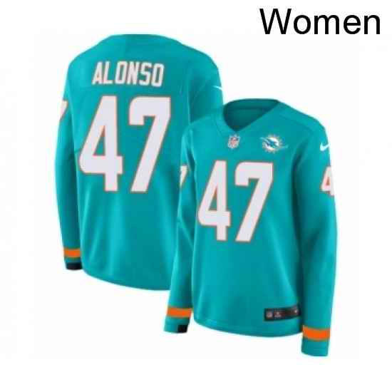 Womens Nike Miami Dolphins 47 Kiko Alonso Limited Aqua Therma Long Sleeve NFL Jersey